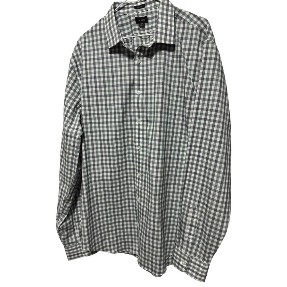 J. Crew Classic Easy Summer Button Up Shirt Size XLT NWT Mid-Grey Blue And Green